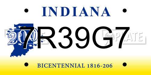7R39G7 Indiana License Plate