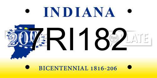 7RI182 Indiana License Plate