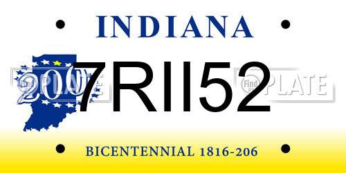 7RII52 Indiana License Plate