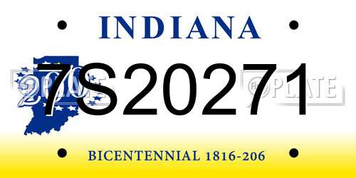 7S20271 Indiana License Plate