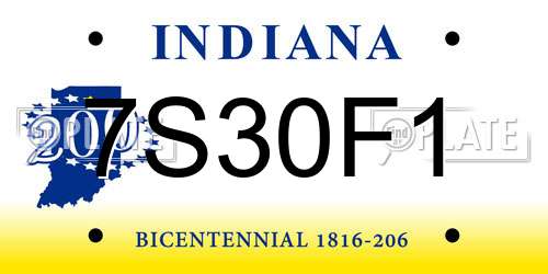 7S30F1 Indiana License Plate