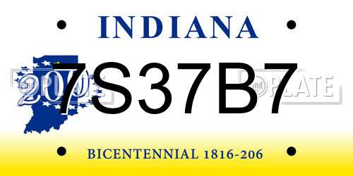 7S37B7 Indiana License Plate