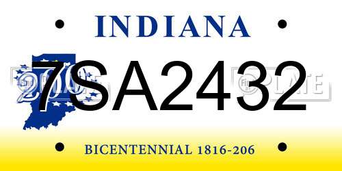 7SA2432 Indiana License Plate
