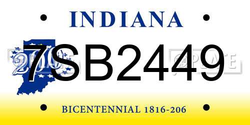 7SB2449 Indiana License Plate