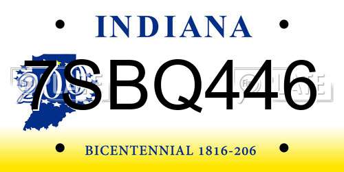 7SBQ446 Indiana License Plate