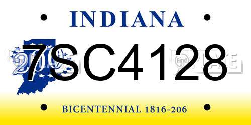 7SC4128 Indiana License Plate