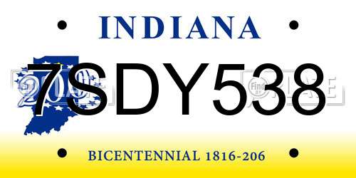 7SDY538 Indiana License Plate