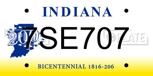 7SE707 Indiana License Plate