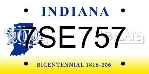 7SE757 Indiana License Plate