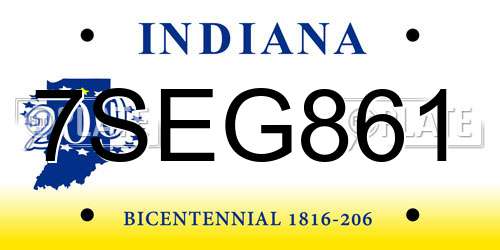 7SEG861 Indiana License Plate