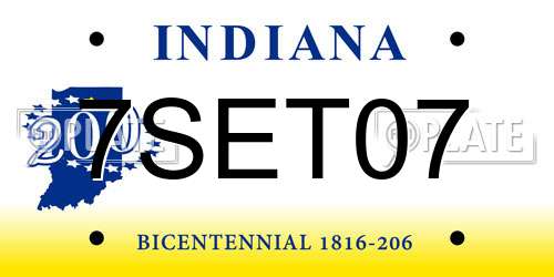 7SET07 Indiana License Plate