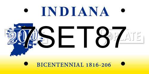 7SET87 Indiana License Plate