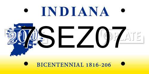 7SEZ07 Indiana License Plate