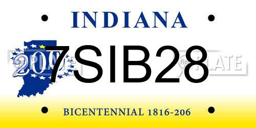 7SIB28 Indiana License Plate