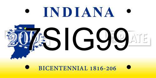 7SIG99 Indiana License Plate
