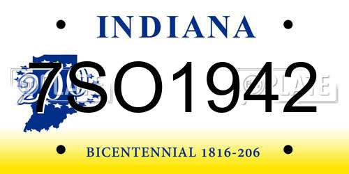 7SO1942 Indiana License Plate