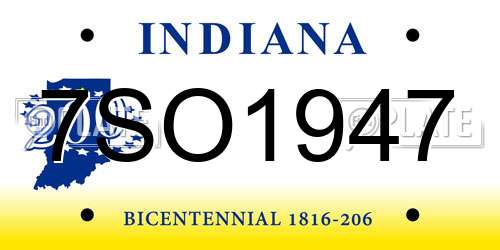7SO1947 Indiana License Plate