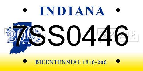 7SS0446 Indiana License Plate