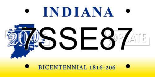 7SSE87 Indiana License Plate