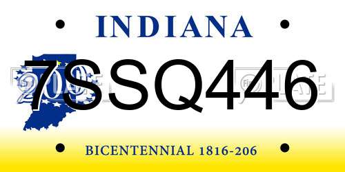 7SSQ446 Indiana License Plate