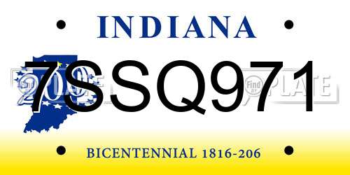 7SSQ971 Indiana License Plate