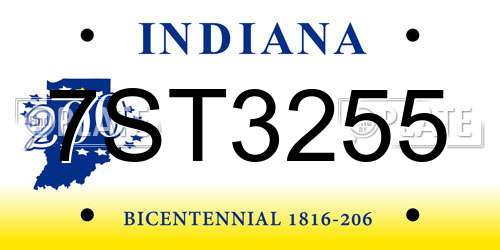 7ST3255 Indiana License Plate