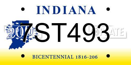 7ST493 Indiana License Plate