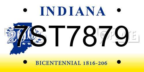 7ST7879 Indiana License Plate