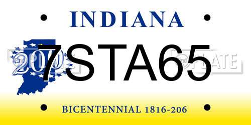 7STA65 Indiana License Plate