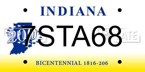 7STA68 Indiana License Plate