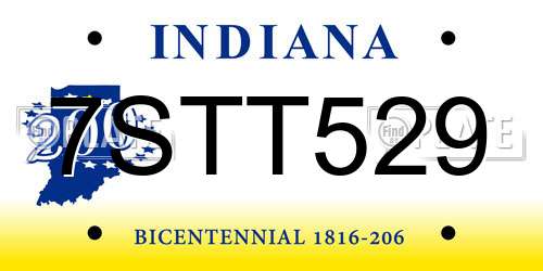 7STT529 Indiana License Plate