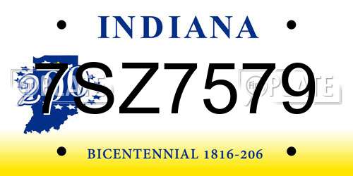 7SZ7579 Indiana License Plate