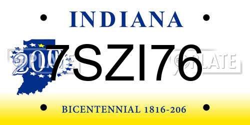 7SZI76 Indiana License Plate
