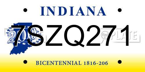 7SZQ271 Indiana License Plate