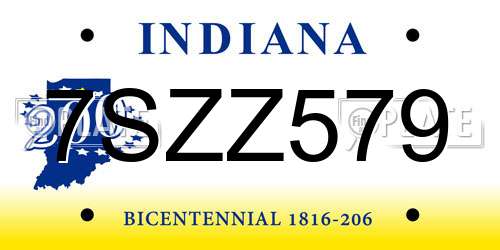 7SZZ579 Indiana License Plate