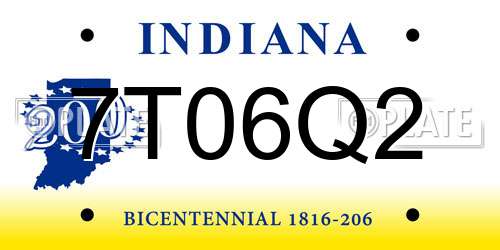 7T06Q2 Indiana License Plate