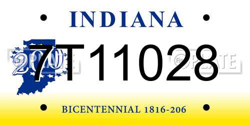 7T11028 Indiana License Plate