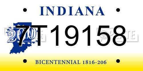 7T19158 Indiana License Plate