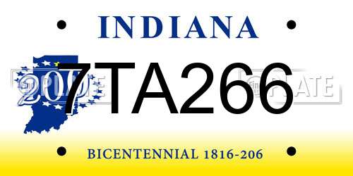 7TA266 Indiana License Plate