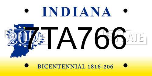 7TA766 Indiana License Plate