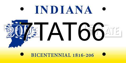 7TAT66 Indiana License Plate