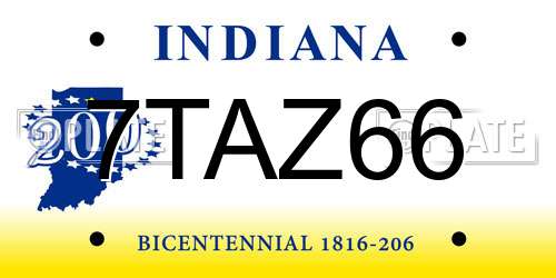 7TAZ66 Indiana License Plate