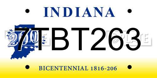 7TBT263 Indiana License Plate