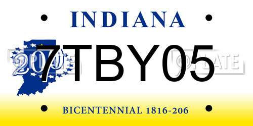 7TBY05 Indiana License Plate