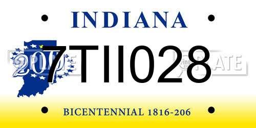 7TII028 Indiana License Plate