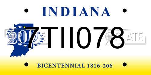 7TII078 Indiana License Plate