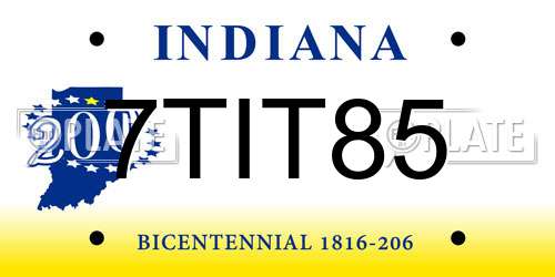 7TIT85 Indiana License Plate