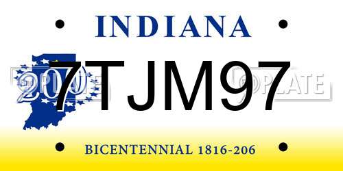 7TJM97 Indiana License Plate