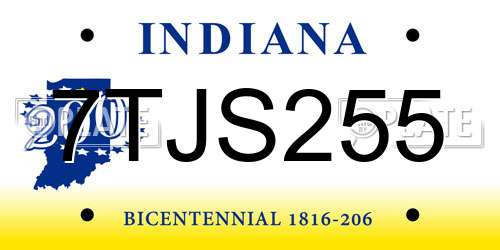 7TJS255 Indiana License Plate