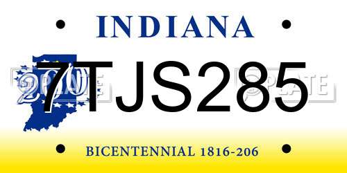 7TJS285 Indiana License Plate